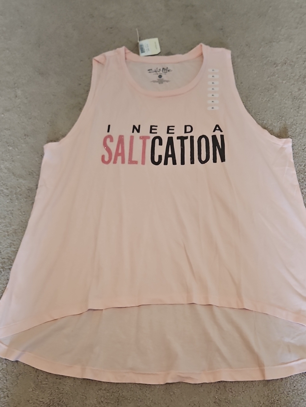 NWT, Saltlife Women's Pink Graphic Tank Top - 'I Need a Saltcation'